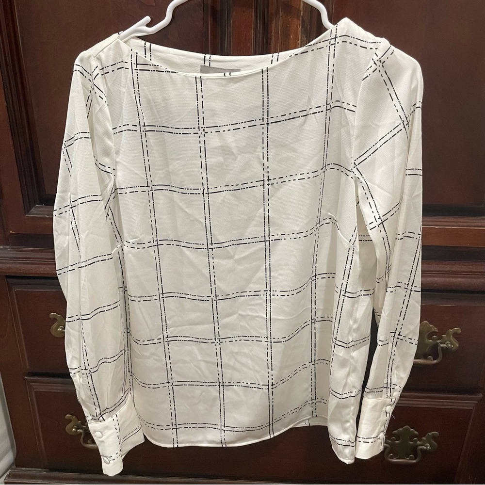 H&M Long Sleeve Blouse - White/Black